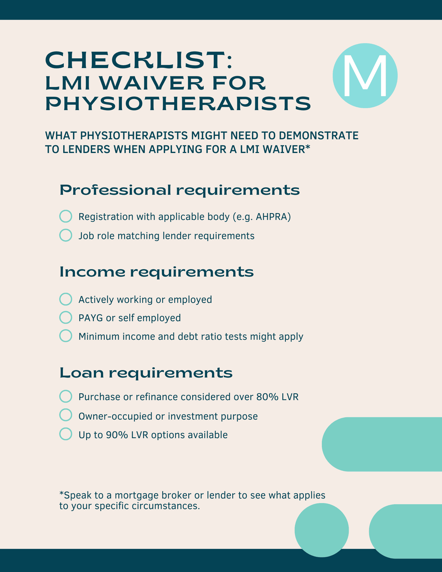 Lmi Worksheet LMI waiver for physiotherapists | Buy a home and avoid LMI